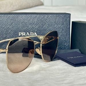 Prada Triangle Logo Round Metal Sunglasses